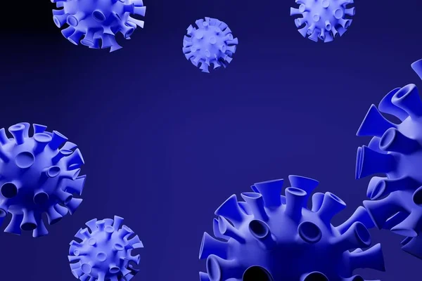Koronavirová choroba. 3D vykreslení COVID-19 infekce zdravotní zázemí. Chřipka jako modrý nebezpečný chřipkový kmen případy jako pandemie zdravotní riziko koncepce. — Stock fotografie