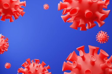 Coronavirus salgını, COVID-19 3 boyutlu enfeksiyon salgını, grip salgını vakalarını salgın hastalık hücreleriyle ilgili tıbbi risk kavramı olarak gösteriyor.
