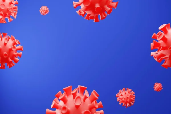 Enfermedad por Coronavirus COVID-19 medical 3D render infection. La gripe como una cepa de gripe azul peligrosa como un concepto de riesgo para la salud médica pandémica —  Fotos de Stock