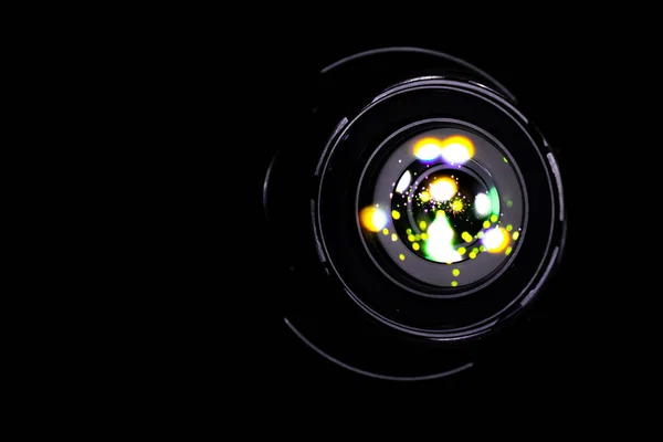 Camera Lens Macro Photo Flare Lights Shutter Video Equipment Background — Stock Photo, Image