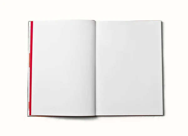Libro abierto en blanco aislado sobre fondo blanco. — Foto de Stock