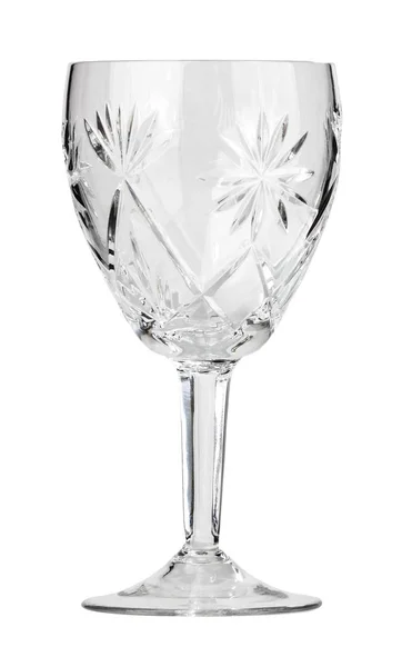 Vieux verre à vin en cristal vide isolé sur fond blanc . — Photo