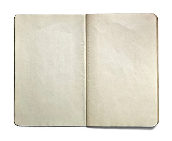 Lege geopende notitie boek geïsoleerd op een witte achtergrond. Vooraanzicht. Papier textuur. Uitknippad. Mock up. — Stockfoto
