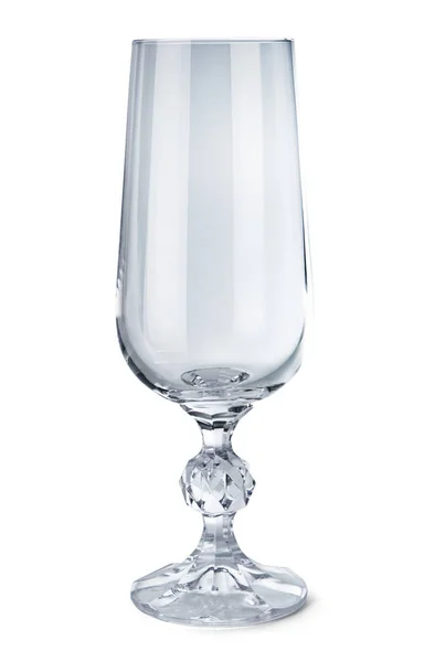 Verre en cristal vide pour vin ou champagne isolé sur fond blanc avec chemin de coupe . — Photo