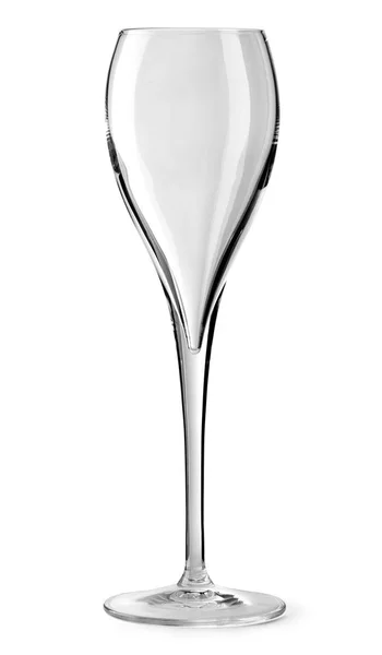 Vidrio vacío para champán aislado sobre fondo blanco con camino de recorte . — Foto de Stock