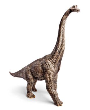 Brachiosaurus dinozorlar oyuncak izole kırpma yolu ile beyaz arka plan üzerinde.