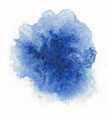 Watercolor. Abstract blue spot on white watercolor paper. clipart