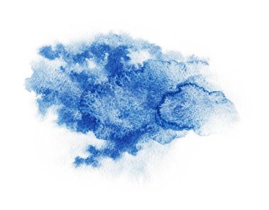 Watercolor. Abstract blue spot on white watercolor paper. clipart