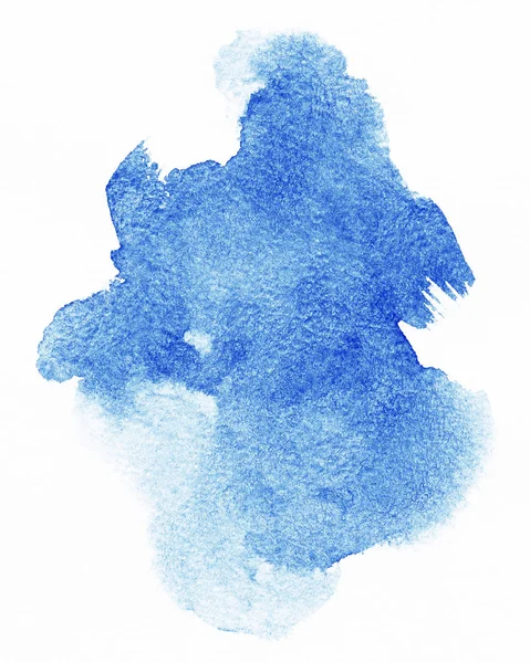 Suluboya. Beyaz suluboya kağıt üzerinde soyut mavi nokta. — Stok fotoğraf