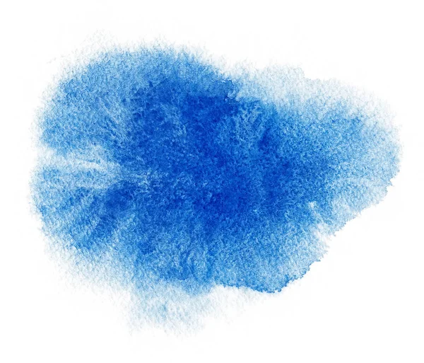 Suluboya. Beyaz suluboya kağıt üzerinde soyut mavi nokta.