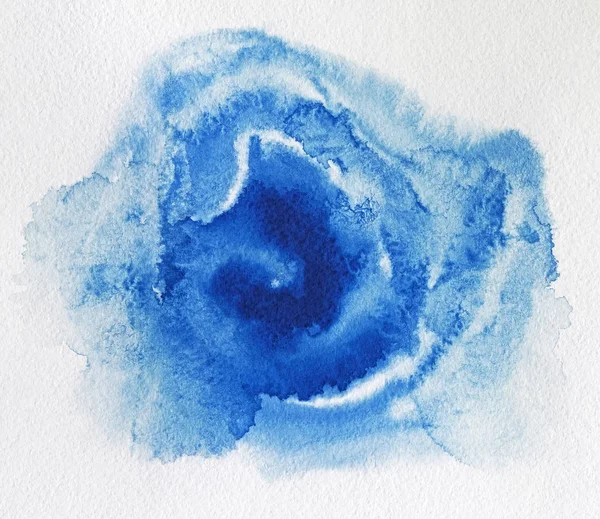 Watercolor. Abstract blue spot on white watercolor paper. — Stock Photo, Image