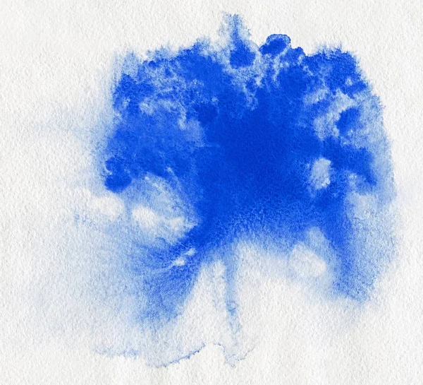 Watercolor. Abstract blue spot on white watercolor paper. — Stock Photo, Image