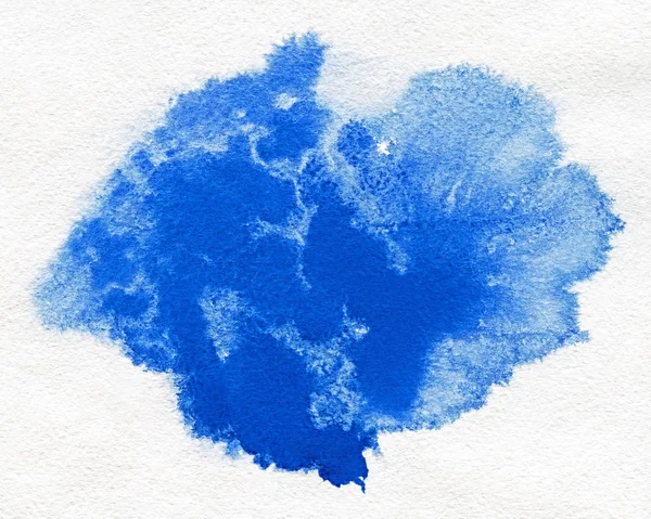 Aquarelle. tache bleue abstraite sur papier aquarelle blanc . — Photo