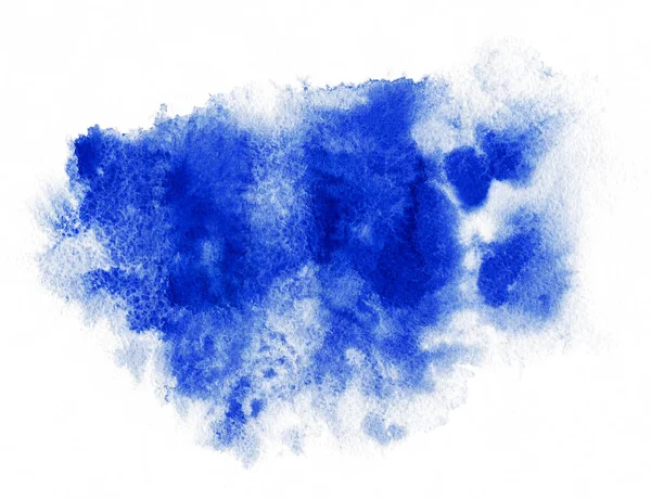 Akwarela. Abstrakcja Niebieski miejscu na białym papierze akwarelowym. — Zdjęcie stockowe