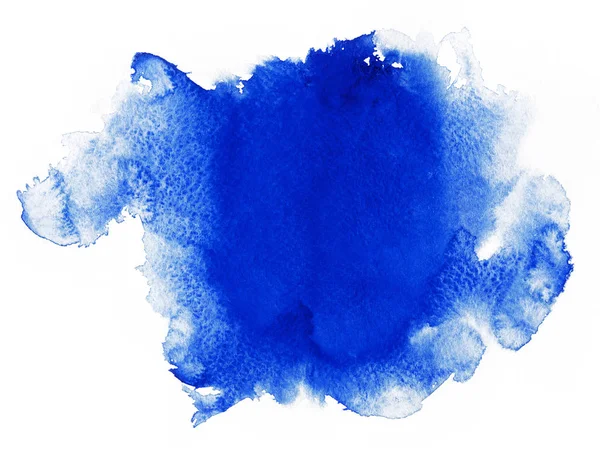 Aquarell. abstrakter blauer Fleck auf weißem Aquarellpapier. — Stockfoto