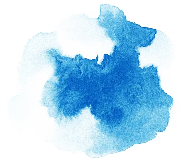 Aquarelle. tache bleue abstraite sur papier aquarelle blanc . — Photo