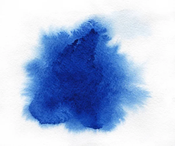 Suluboya. Beyaz suluboya kağıt üzerinde soyut mavi nokta.