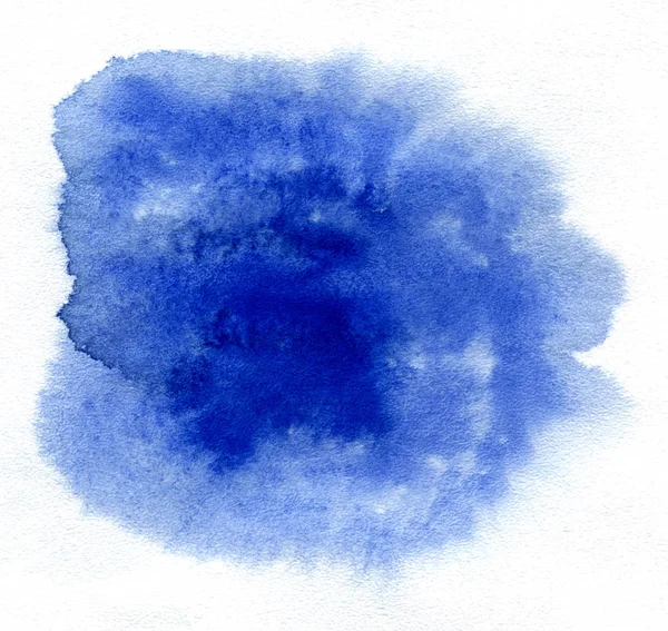 Aquarelle. tache bleue abstraite sur papier aquarelle blanc . — Photo