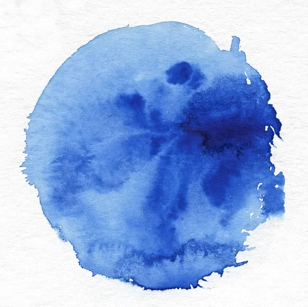 Watercolor. Abstract blue spot on white watercolor paper. — Stock Photo, Image