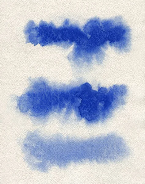 Ακουαρέλα. Αφηρημένο μπλε βαμμένες εγκεφαλικά επεισόδια μελάνι σε χαρτί ακουαρέλας. Μολυβιές. Επίπεδη είδος πινελιάς. — Φωτογραφία Αρχείου