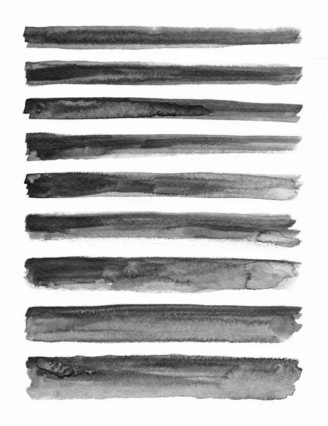 Watercolour. Set of abstract black watercolor stroke backgrounds. — Stock Photo, Image