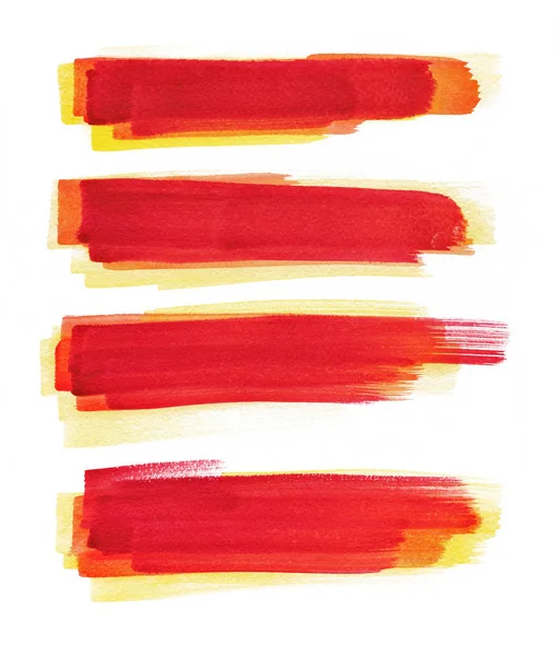 Ακουαρέλα. Πινελιές κόκκινου χρώματος που απομονώνονται σε λευκό φόντο — Φωτογραφία Αρχείου