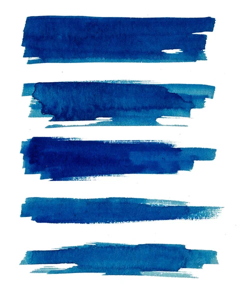 Akvarell. Kék absztrakt akvarell papír a szabadkézi festett. Szabadkézi. Lapos fajta ecsetvonás. — Stock Fotó