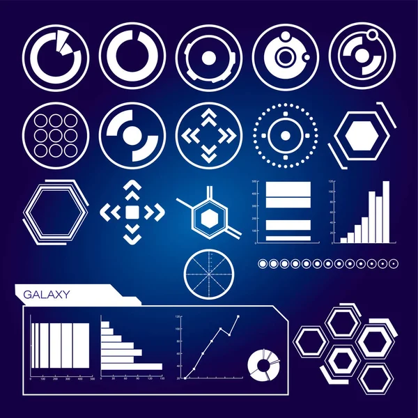 Fütüristik kullanıcı arabirimi. Beyaz Infographic öğeleri kümesi.