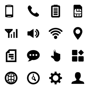 Telefon vektör simgeler kümesi. Cep telefonu arayüzü için simgeler.