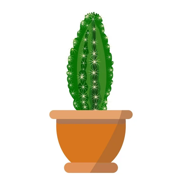 Potted fin kaktus vektor isolerad på vit bakgrund — Stock vektor
