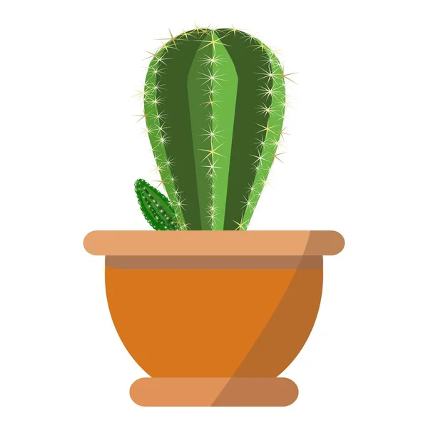 Tacksam grön kaktus växt vektor i fachion blomma kruka isolerad på vit bakgrund — Stock vektor