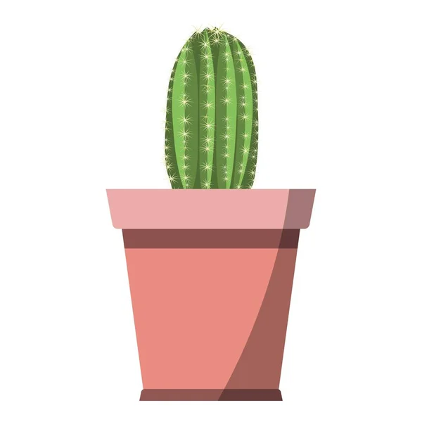 Söt grön kaktus växt vektor ikon i fachion blomma kruka isolerad på vit bakgrund — Stock vektor