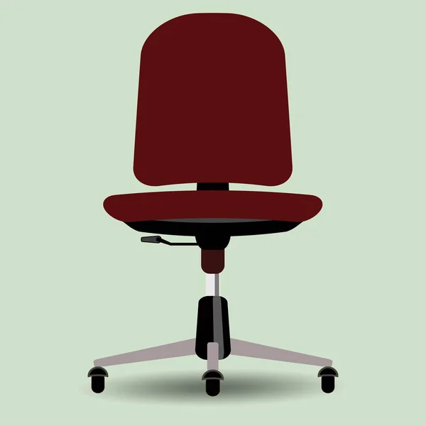 Chaise de bureau rouge illustration vectorielle. Meubles avec rouleaux et tout l'équipement tor il. Objet isolé en arrière-plan avec ombre — Image vectorielle