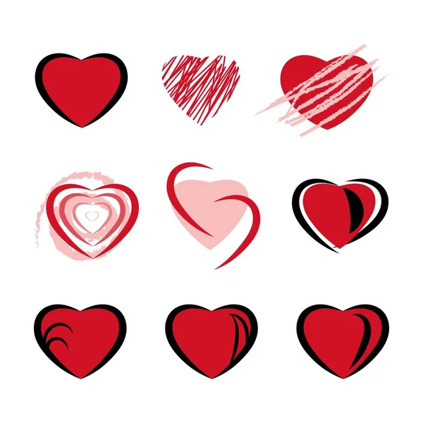 Sevimli kırmızı el çizilmiş kalp ikonu vektörü. Elle çizilmiş sanat dekoru ve kalp ikonunda kıvrımlar. Aşk, ilişki ve sevgililer günü ve tarih konsepti için tasarım ve emoji