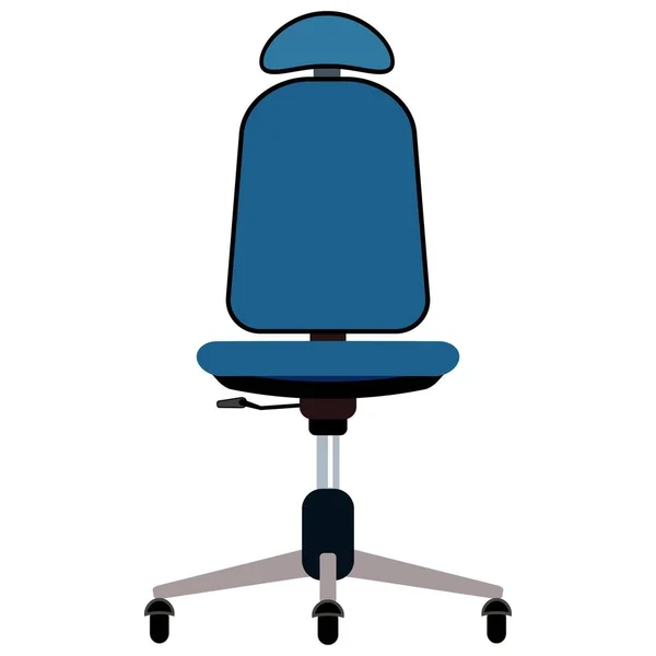 Başlık vektör resimli mavi ofis koltuğu. İçinde rulo ve ekipman olan mobilyalar. Beyaz nesne izole edildi. Ofis içi mobilya ve dekorasyon malzemeleri için kullan