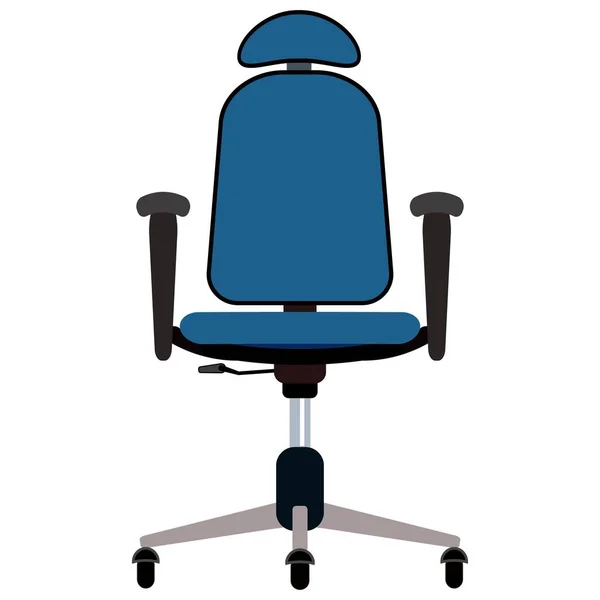 Blauwe Bureaustoel Met Hoofdsteun Handvat Voor Vectorillustratie Meubilair Met Rollen — Stockvector