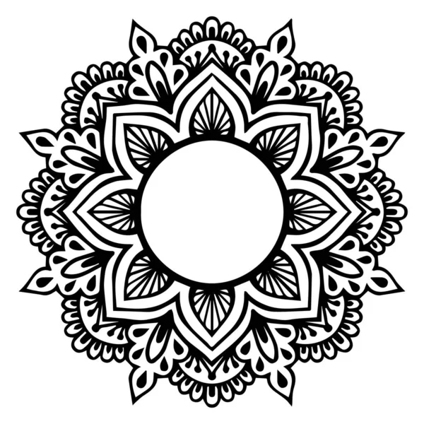 Patrón circular de mandala con flor para mehndi, henna, tatuaje, fondo. Adorno decorativo en estilo étnico. Ilustración vectorial de Doodle dibujado a pluma — Vector de stock