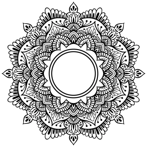 Patrón circular de mandala con flor para mehndi, henna, tatuaje, fondo. Adorno decorativo en estilo étnico. Ilustración vectorial de Doodle dibujado a pluma — Vector de stock