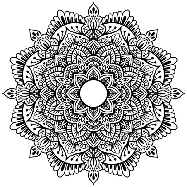 Patrón circular de mandala con flor para mehndi, henna, tatuaje, fondo. Adorno decorativo en estilo étnico. Ilustración vectorial de Doodle dibujado a pluma — Vector de stock