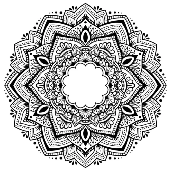 Patrón circular de mandala con flor para mehndi, henna, tatuaje, fondo. Adorno decorativo en estilo étnico. Ilustración vectorial de Doodle dibujado a pluma — Vector de stock