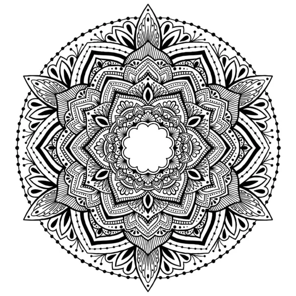 Διάνυσμα έθνικ ανατολίτικο κύκλο στολίδι. Λευκό και μαύρο αφηρημένο floral μαντάλα — Διανυσματικό Αρχείο