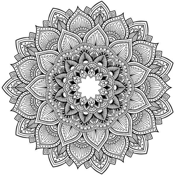 Çemberin geleneksel doğulu çiçek süsü. Beyaz ve siyah soyut çiçek mandala — Stok Vektör