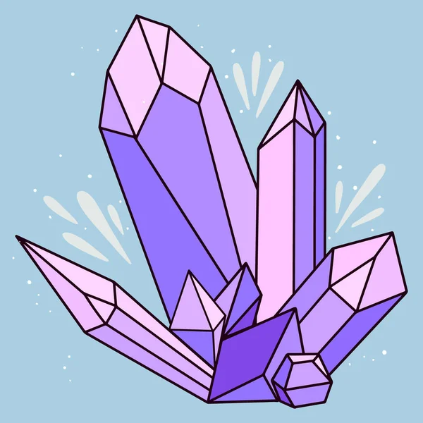 Vector de cristal mágico morado. Mineral natural, una piedra preciosa — Vector de stock