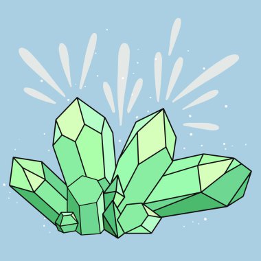 Vektör yeşil sihirli kristal. Doğal mineral.