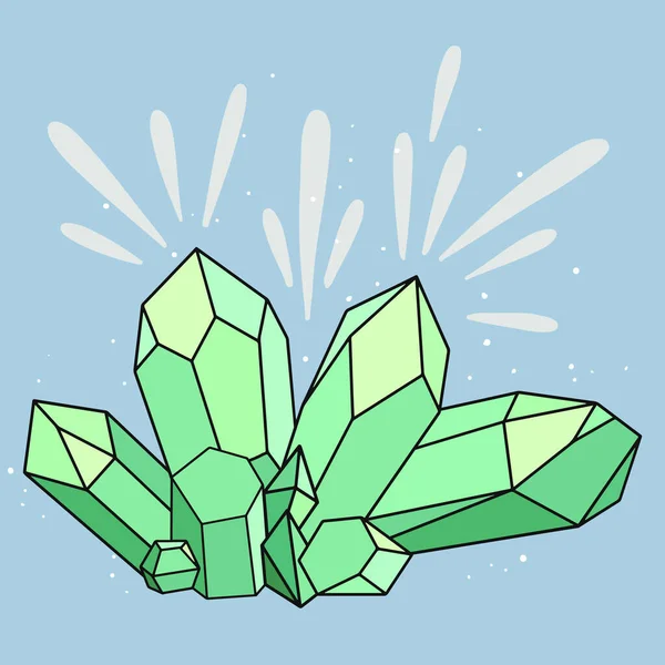 Cristal Mágico Verde Vetorial Minerais Naturais — Vetor de Stock