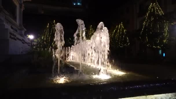 Grenade Espagne Janvier 2020 Vidéo Nuit Sur Place Isabella Monument — Video
