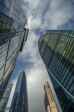 Moskova, Rusya - Mart 2020: Moskova Uluslararası İş Merkezi 'nin gökdelenleri