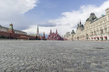 Moscow, Russia, April 5, 2020. Coronavirus Quarantine Covid-19 in Moscow. Empty Red Square. clipart