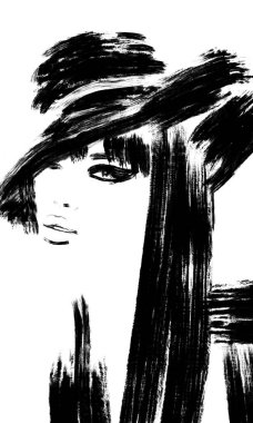 Moda resimli kadın portresi