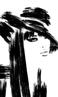 Moda resimli kadın portresi